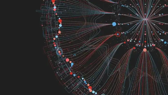 Visual representation of streaming technology and network infrastructure, technical diagram